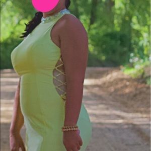 yellow and diamond prom dress